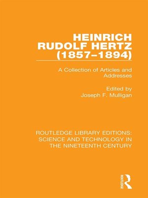 cover image of Heinrich Rudolf Hertz (1857-1894)